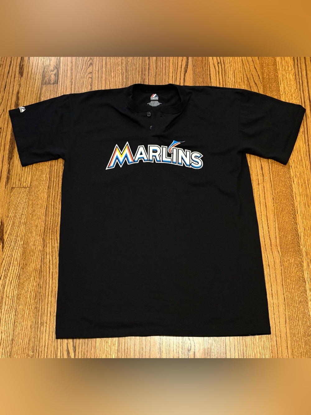 Miami Marlins baseball button collar tee